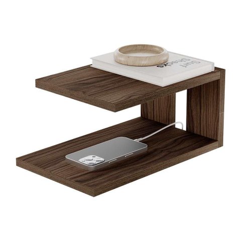 Mesa de Cabeceira Oslo Nogal Cama Quarto Sala 23x15cm