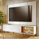 Ver imagem 1 de Rack para Sala Retrô com Painel para TV 65 pol com LED 216cm Salerno C04 Off White Matte Freijó -