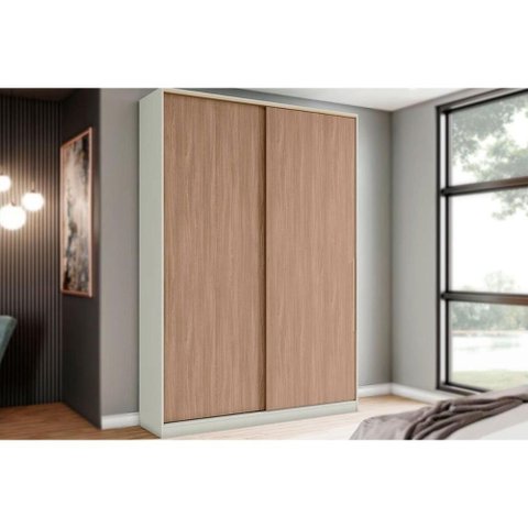 Módulo de Quarto Casal Guarda Roupa C/ 2 Portas de Correr e 3 Gavetas Mc10 Seletto Areia/jequitib
