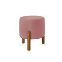 Ver imagem 1 de Kit 2 Banquinho Decorativo Rosa Multiuso Banqueta Redondo Puff Pés em Madeira