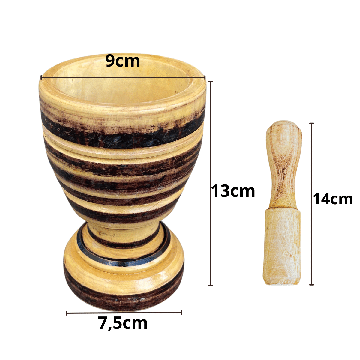 Pilão em Madeira com Socador Sudeste Rústico - 5