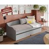 Sofá Cama Solteiro Lais com Cama Auxiliar Grafite - 100% Mdf - 1