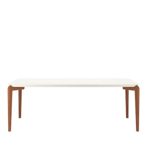 Mesa de Jantar Retangular C/ Vidro para 8 Lugares Donatella 219 Cm - Off White Fosco C/ Natural