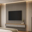Ver imagem 1 de Painel Ripado para TV 85 pol com Bancada Suspensa Orgânica 219cm Slats L05 Tauari Gris Fosco - Lyam