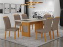Ver imagem 1 de Conjunto Sala de Jantar Lara 1,60m com 6 Cadeiras Clara Plus Cinamomo/Off White/Joli Camurça