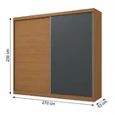 Ver imagem 4 de Guarda Roupa Casal 2 Portas de Correr e 4 Gavetas Bigger 235x270cm Cor Flex Canela e Cinza
