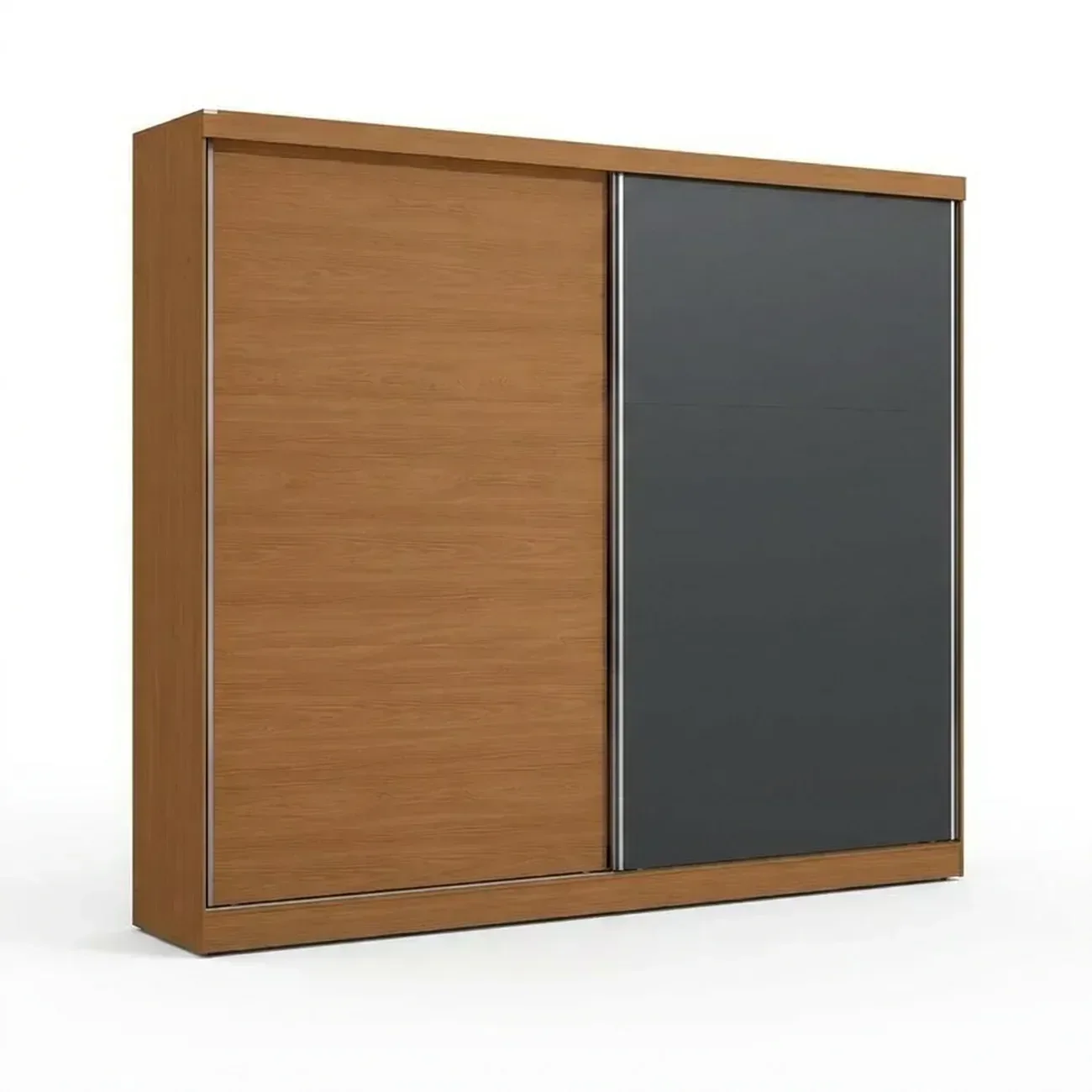 Ver imagem 3 de Guarda Roupa Casal 2 Portas de Correr e 4 Gavetas Bigger 235x270cm Cor Flex Canela e Cinza