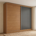 Ver imagem 1 de Guarda Roupa Casal 2 Portas de Correr e 4 Gavetas Bigger 235x270cm Cor Flex Canela e Cinza