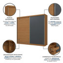Ver imagem 6 de Guarda Roupa Casal 2 Portas de Correr e 4 Gavetas Bigger 235x270cm Cor Flex Canela e Cinza