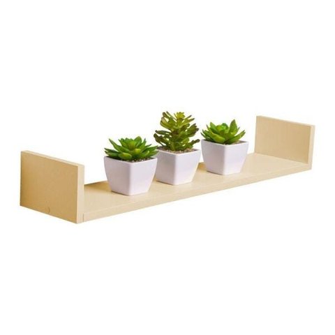 Prateleira U 80 x 10cm Bege Claro Suporte Invisível