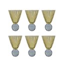 Ver imagem 1 de Conjunto 6 Taças em Vidro Âmbar com Base de Cristal Esculpido Azul 425ml BJ0047 Btc