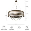 Ver imagem 6 de Lustre Oasis Pendente Madeira Oval 70Cm Imbuia Cristal