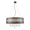 Ver imagem 3 de Lustre Oasis Pendente Madeira Oval 70Cm Imbuia Cristal