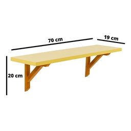Prateleira Amarela Madeira Maciça 70x19cm Mão Francesa Pinus - 7