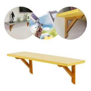 Prateleira Amarela Madeira Maciça 70x19cm Mão Francesa Pinus