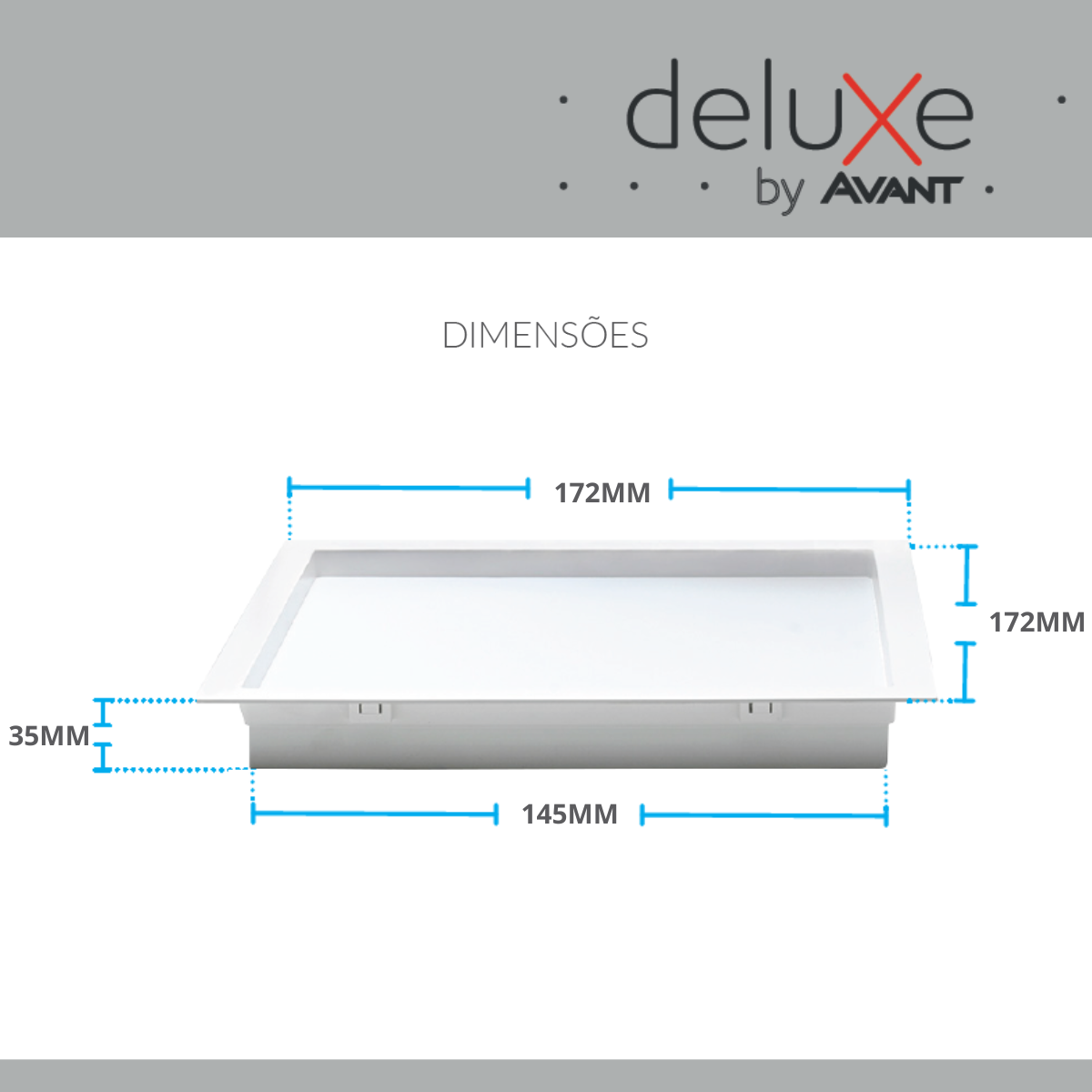 Painel Embutir Branco Recuado Avant Comfort 12w 172mmx172mm 4000k - 3