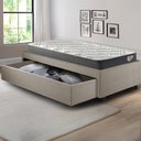 Ver imagem 6 de Base Box Cama Solteiro Sapateira Linho Bege e Colchão Adapto Ecoflex 88x188