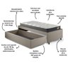 Base Box Cama Solteiro Sapateira Linho Bege e Colchão Adapto Ecoflex 88x188 - 9
