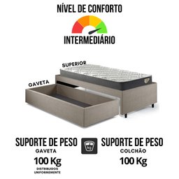 Base Box Cama Solteiro Sapateira Linho e Colchão Adapto - 9