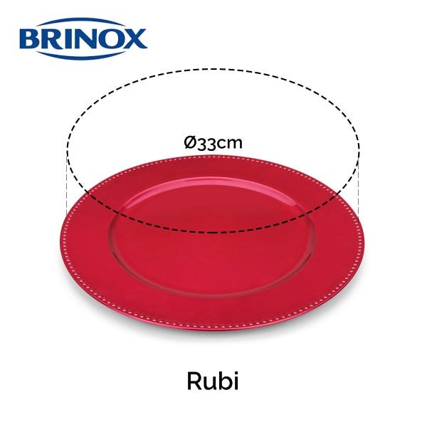 Kit 4 Sousplat Shine Ø33cm Brinox Jogo Americano para Pratos:Rubi - 5