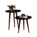 Ver imagem 3 de Jogo 2 Mesas Lateral e Apoio Redonda Jade Sala Retrô Pés Palito Cor Preto - Comprar Moveis em Casa
