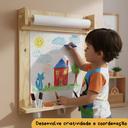 Ver imagem 5 de Painel Lousa Infantil Montessori de Madeira + Bobina de Papel Criativa para Desenho e Pintura