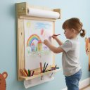 Ver imagem 1 de Painel Lousa Infantil Montessori de Madeira + Bobina de Papel Criativa para Desenho e Pintura