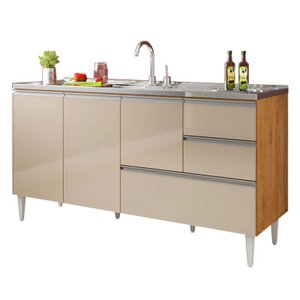 Balcão para Pia de 1,60 Mt Maceió com Gavetão Carvalho Off White