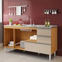 Ver imagem 3 de Balcão para Pia de 1,60 Mt Maceió com Gavetão Carvalho Off White