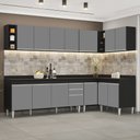 Ver imagem 2 de Armário de Cozinha Modulado de Canto 7 Peças Cp35 Balcão com Tampo Preto/cinza - Lumil Lumil Móveis