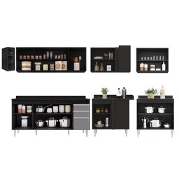 Armário de Cozinha Modulado de Canto 7 Peças Cp35 Balcão com Tampo Preto/cinza - Lumil Lumil Móveis - 6