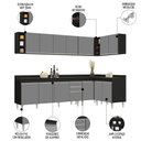 Ver imagem 3 de Armário de Cozinha Modulado de Canto 7 Peças Cp35 Balcão com Tampo Preto/cinza - Lumil Lumil Móveis