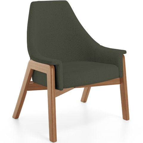 Poltrona Decorativa para Sala de Estar Sakura L02 Linho Verde Musgo - Lyam Decor