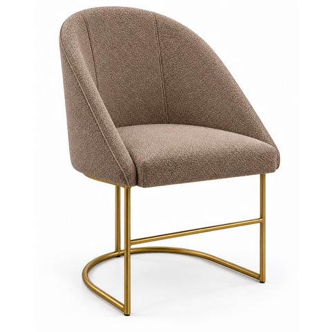 Kit 2 Poltronas Pétala Encosto Curvo Bouclé Capuccino