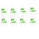 Ver imagem 1 de Kit 8 Cadeiras Infantil Iso, Escola, Base Branco- Verde Claro