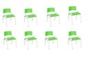 Ver imagem 1 de Kit 8 Cadeiras Infantil Iso, Escola, Base Branco- Verde Claro