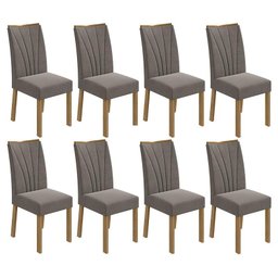 Conjunto 8 Cadeiras Apogeu Amêndoa/Suede Bege - Móveis Lopas - 1