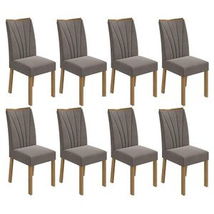 Conjunto 8 Cadeiras Apogeu Amêndoa/Suede Bege - Móveis Lopas