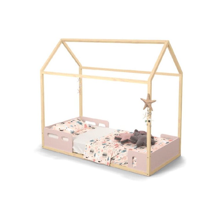 Mini Cama Liv Matic Cor Rosê/Natural