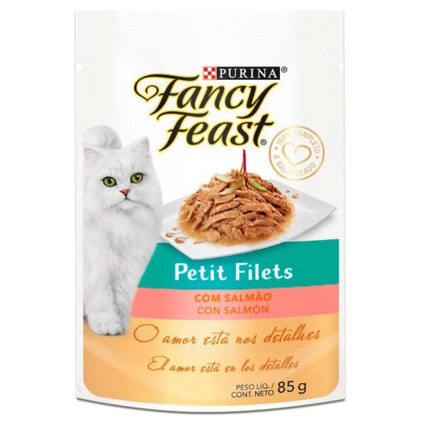 Kit 30Un Sachê Fancy Feast Petit Filets Salmão 85g Purina - 3