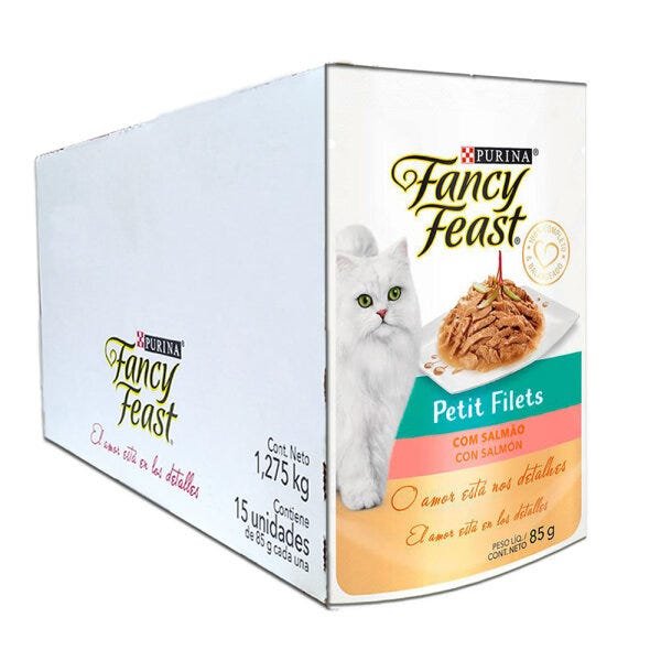 Kit 30Un Sachê Fancy Feast Petit Filets Salmão 85g Purina - 2