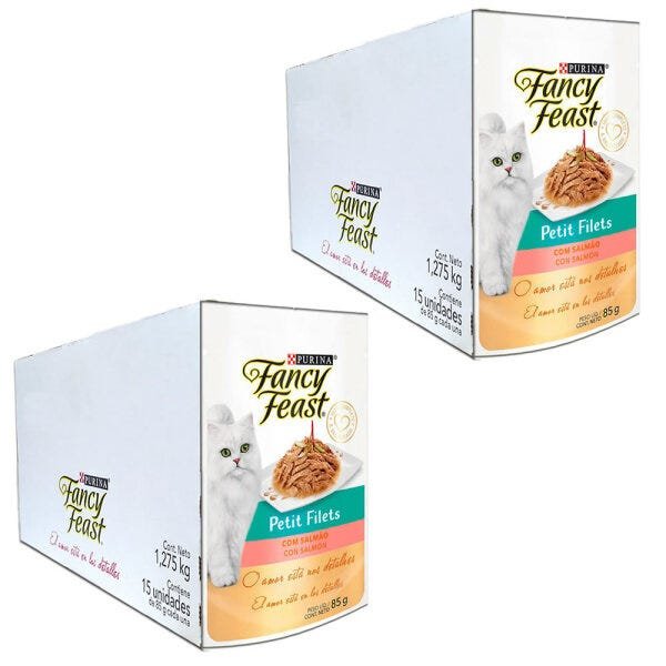 Kit 30Un Sachê Fancy Feast Petit Filets Salmão 85g Purina - 1