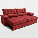 Ver imagem 4 de Sofá Retrátil e Reclinável 2,80m com Molas e Espuma D33 Thunder Velusoft Vermelho Cama Inbox