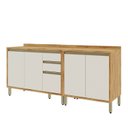 Ver imagem 3 de Balcões de Cozinha 4 Portas e 3 Gavetas 1 Tampo 200cm 100% MDF Barbados Espresso Móveis Bege/Amêndoa/Off White