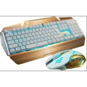 Teclado e Mouse Gamer 2700 Dourado e Prata