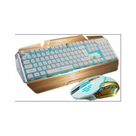 Teclado e Mouse Gamer 2700 Dourado e Prata
