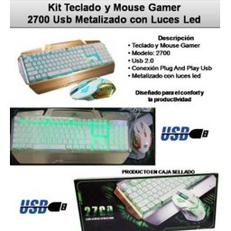 Teclado e Mouse Gamer 2700 Dourado e Prata - 3
