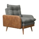 Ver imagem 5 de Poltrona de Amamentação Reclinável 5 Posições com Puff Linho Cinza com Corino Nozes