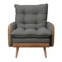 Ver mais imagens de Poltrona de Amamentação Reclinável 5 Posições com Puff Linho Cinza com Corino Nozes