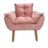 Poltrona Decorativa Opala Meg Luxo Pé Palito Madeira Veludo Rose Gold - 1